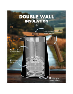 Cafetera Prensa Francesa POLIVIAR 1006 ml Acero Inoxidable 2