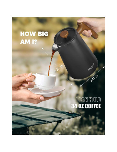 Cafetera Prensa Francesa POLIVIAR 1006 ml Acero Inoxidable