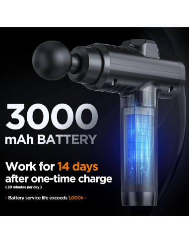 Pistola de Masaje MECOC MMG-3 12V Portátil 10 Cabezas 30 Velocidades