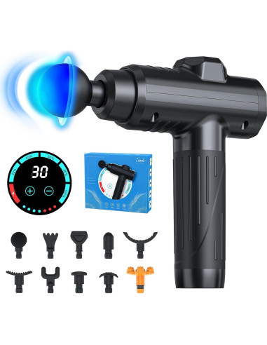 Pistola de Masaje MECOC MMG-3 12V Portátil 10 Cabezas 30 Velocidades