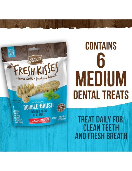 Golosinas Dentales Naturales Merrick Fresh Kisses 6 Unidades