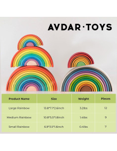 Juego de Apilamiento Arcoíris de Madera AVDAR - 7 Piezas Montessori 2
