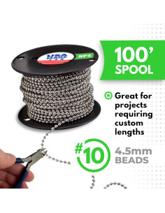 Cadena de Bolas WAXAW 4.5mm Acero Niquelado 30.48m para Persianas 2