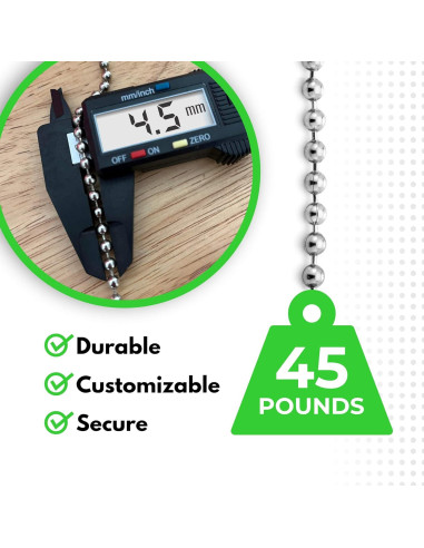 Cadena de Bolas WAXAW 4.5mm Acero Niquelado 30.48m para Persianas