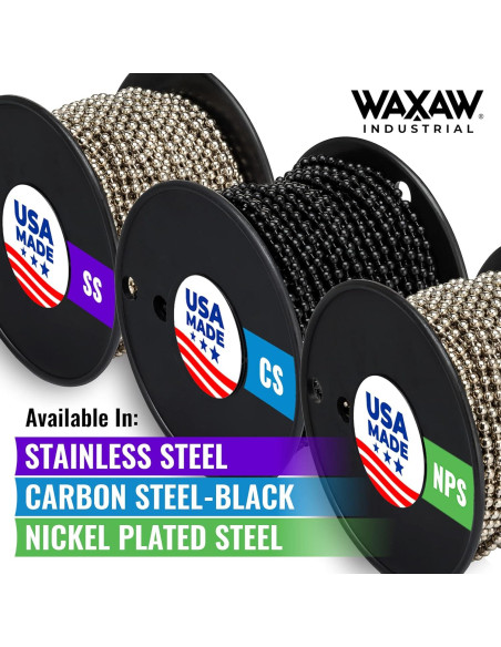 Cadena de Bolas WAXAW 4.5mm Acero Niquelado 30.48m para Persianas