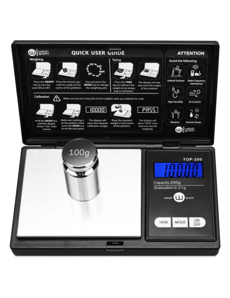 Balanza de bolsillo Weigh Gram 200g Digital 0.01g Precisión