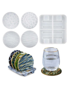 5 Moldes de Silicona Redondos KyeeaDIY para Posavasos