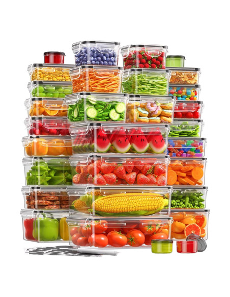 Juego de 60 Contenedores de Almacenamiento KEMETHY Sin BPA