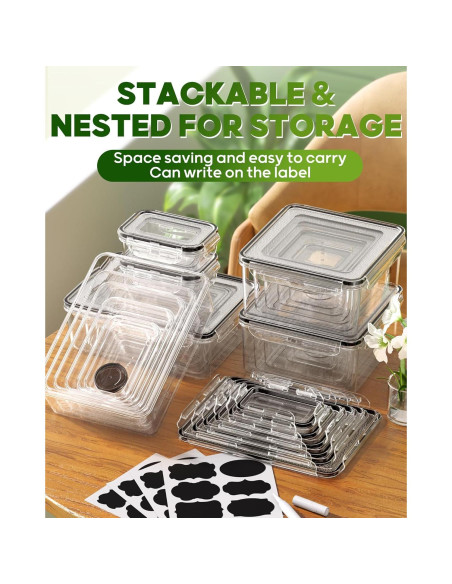 Juego de 60 Contenedores de Almacenamiento KEMETHY Sin BPA