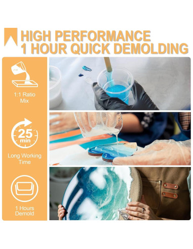 Resina Epóxica Puduo 68 oz, Curado Rápido 1 Hora, Cristal Claro