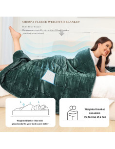 Manta con Peso Alomidds 5.4 kg 122x183 cm Verde Reversible 2