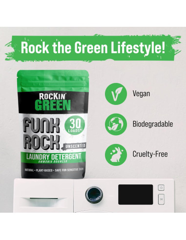 Detergente en Polvo Rockin' Green 30 Cargas Sin Fragancia