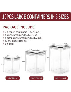 Contenedores de Almacenamiento Hermético PRAKI 10PCS 5.2L 2