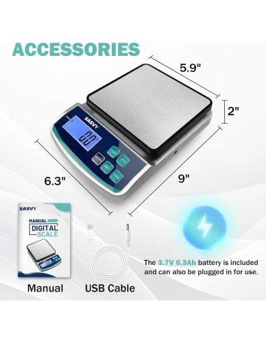 Balanza de Laboratorio Digital SASVY 5000g x 0.1g Precisión
