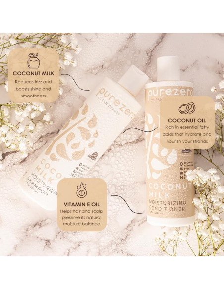 Juego de Champú y Acondicionador Purezero Leche de Coco 355ml