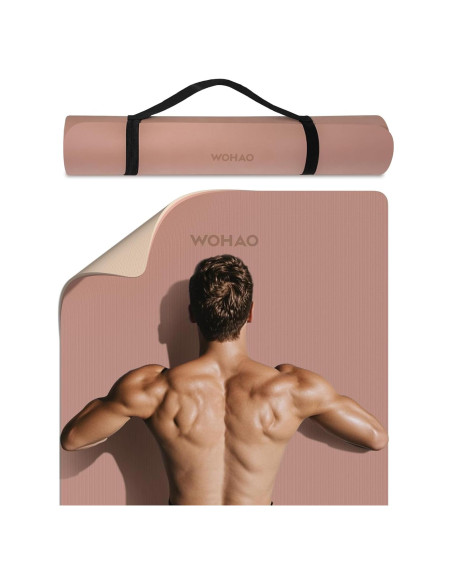 Alfombrilla de Yoga Extra Ancha Wohao 182.88x80.01cm 8mm Antideslizante