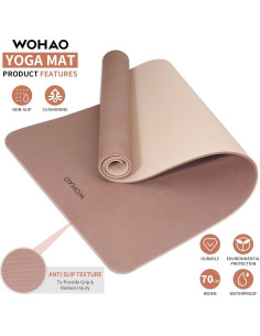 Alfombrilla de Yoga Extra Ancha Wohao 182.88x80.01cm 8mm Antideslizante 2