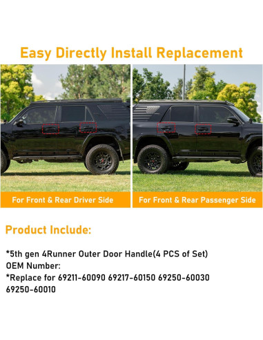 Manija de Puerta Exterior APESER para Toyota 4Runner 2010-2020 - 4 Piezas