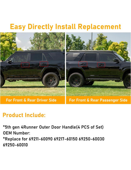 Manija de Puerta Exterior APESER para Toyota 4Runner 2010-2020 - 4 Piezas
