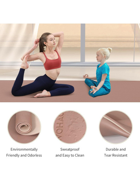 Alfombrilla de Yoga Extra Ancha Wohao 182.88x80.01cm 8mm Antideslizante