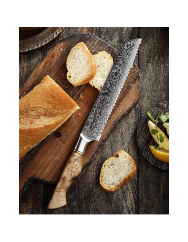 Juego de Cuchillos de Cocina HEZHEN Damasco 5PCS Mango Madera