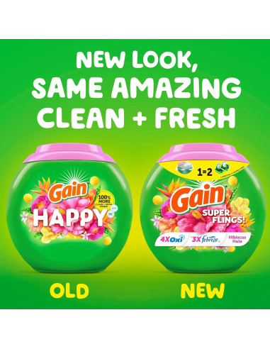 Detergente para Ropa Gain Super Flings 18 Pacs Hibisco Hula