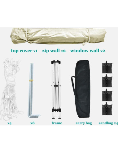Carpa Plegable 3x3m QiMaieeUSA con 4 Paredes Removibles