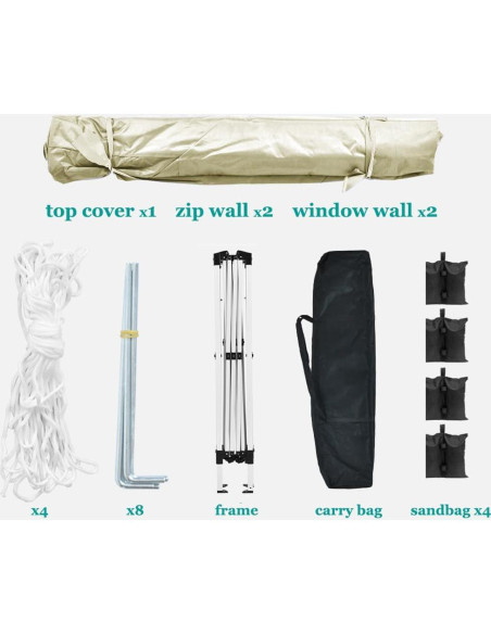 Carpa Plegable 3x3m QiMaieeUSA con 4 Paredes Removibles