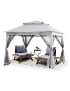 Gazebo Plegable SAILARY 3.35m x 3.35m con Cortinas Gris