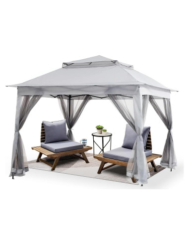 Gazebo Plegable SAILARY 3.35m x 3.35m con Cortinas Gris
