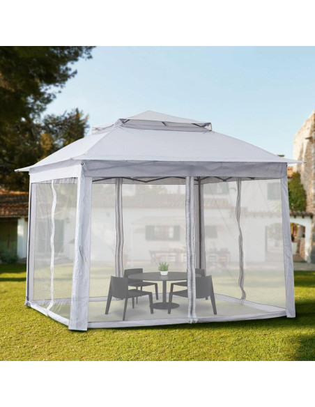 Gazebo Plegable SAILARY 3.35m x 3.35m con Cortinas Gris