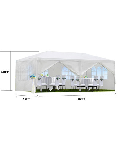 Carpa de Fiesta 3x6m HarmonyHealth con 6 Paredes Removibles