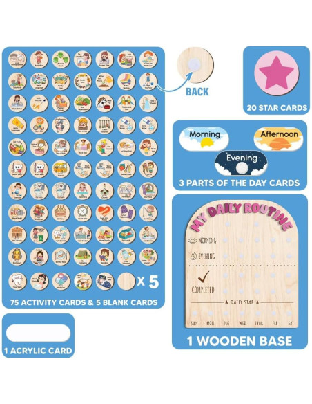 Tabla de Rutina Diaria de Madera LilaLand 33x36 cm