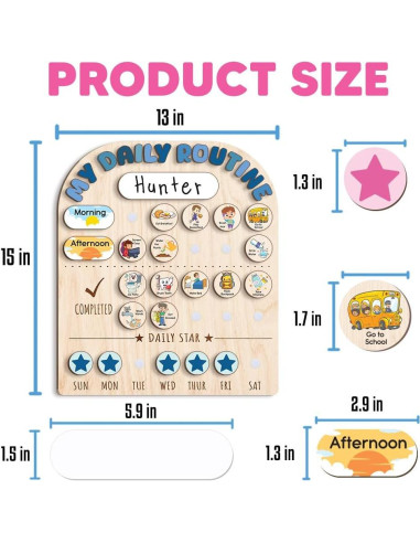 Tabla de Rutina Diaria de Madera LilaLand 33x36 cm