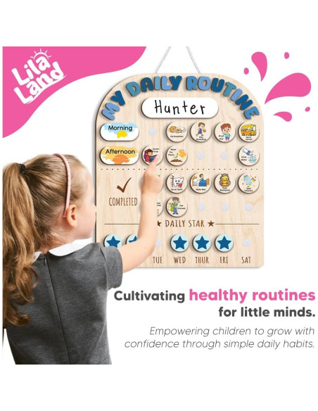 Tabla de Rutina Diaria de Madera LilaLand 33x36 cm