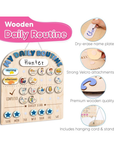 Tabla de Rutina Diaria de Madera LilaLand 33x36 cm