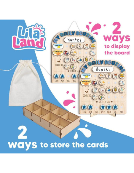 Tabla de Rutina Diaria de Madera LilaLand 33x36 cm