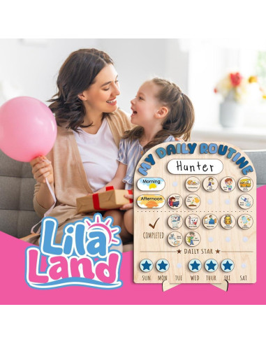 Tabla de Rutina Diaria de Madera LilaLand 33x36 cm