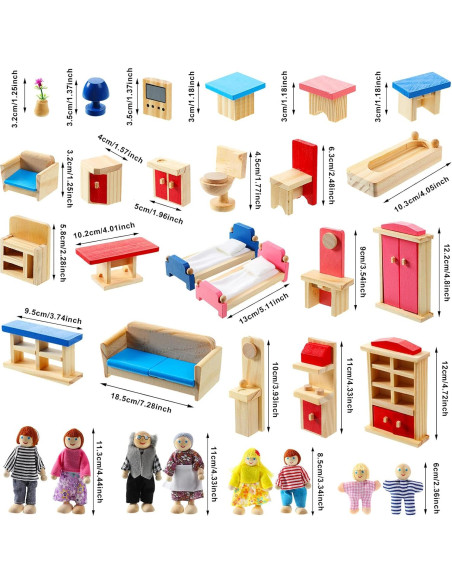 Conjunto de Muebles de Madera Sumind para Casa de Muñecas 35 Piezas