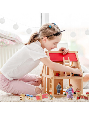 Conjunto de Muebles de Madera Sumind para Casa de Muñecas 35 Piezas