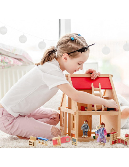 Conjunto de Muebles de Madera Sumind para Casa de Muñecas 35 Piezas