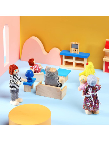 Conjunto de Muebles de Madera Sumind para Casa de Muñecas 35 Piezas