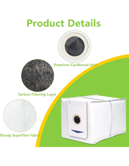 Paquete de 12 bolsas de repuesto BUXEBUX para Yeedi M12 PRO+