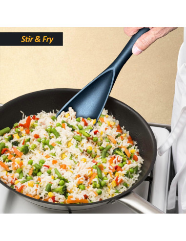 Cuchara Espátula de Silicona XiaoZu 32 cm 2 Pzs Negra