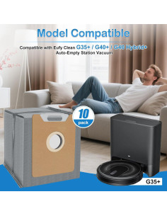 10 Bolsas de Polvo HEPA Opprglow para Eufy G35+, G40+, G40 Hybrid+ 2