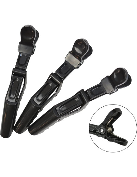 10 Clips de Cabello de Cocodrilo Negros BIYOUTE - 11.43 cm