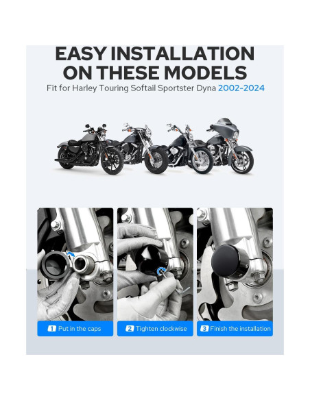 Cubiertas de tuerca del eje delantero Benlari para Harley 2002-2023