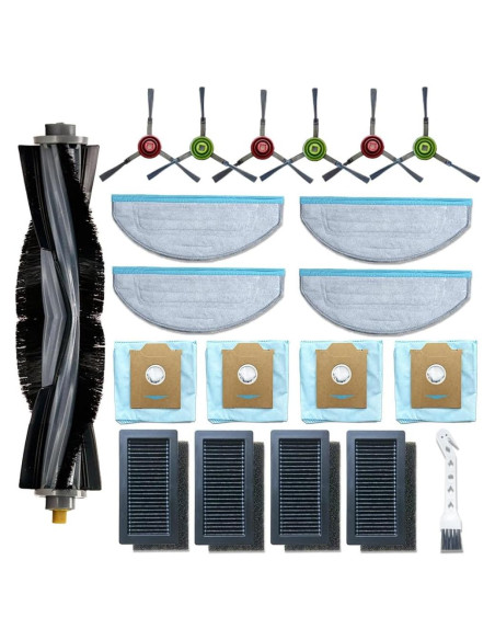 Kit de Repuestos para Aspiradora Robot Yeedi Cube - 1 Cepillo Principal, 6 Laterales, 4 Filtros HEPA, 4 Bolsas, 4 Paños