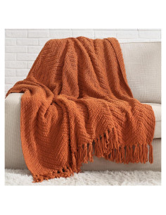 Manta de Lanzar Chenille Bedsure 127x152 cm Naranja Calabaza