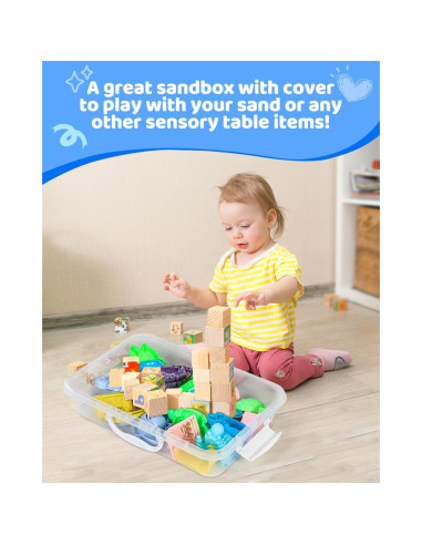 Bandeja de Arena Sensorial Portátil Sikmcle 33x21.6cm Azul